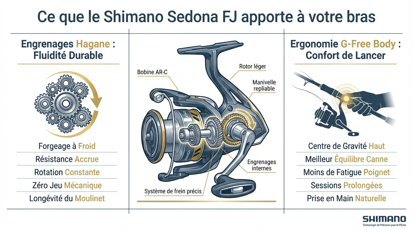 Moulinet Shimano Sedona FJ posé au bord de l'eau