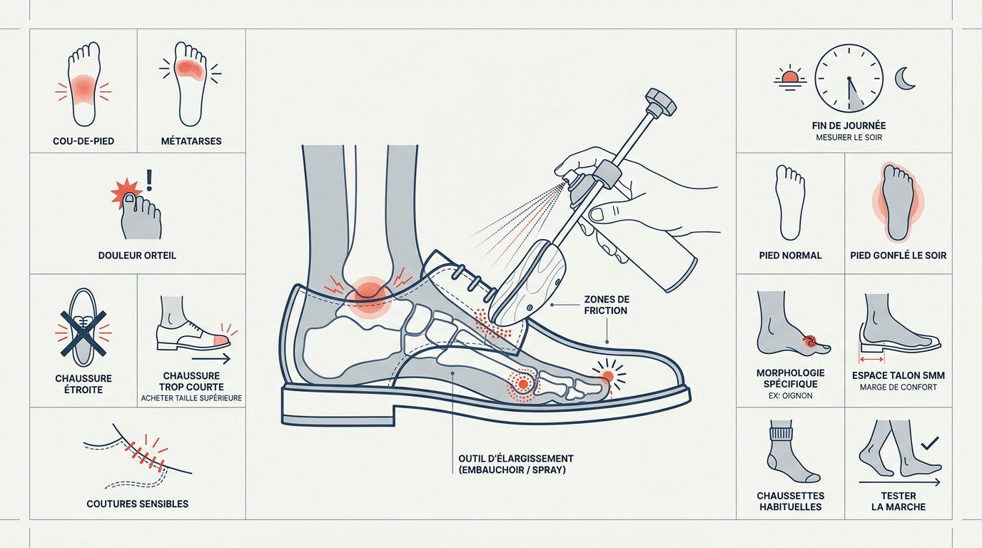 Guide visuel pour l'ajustement des chaussures