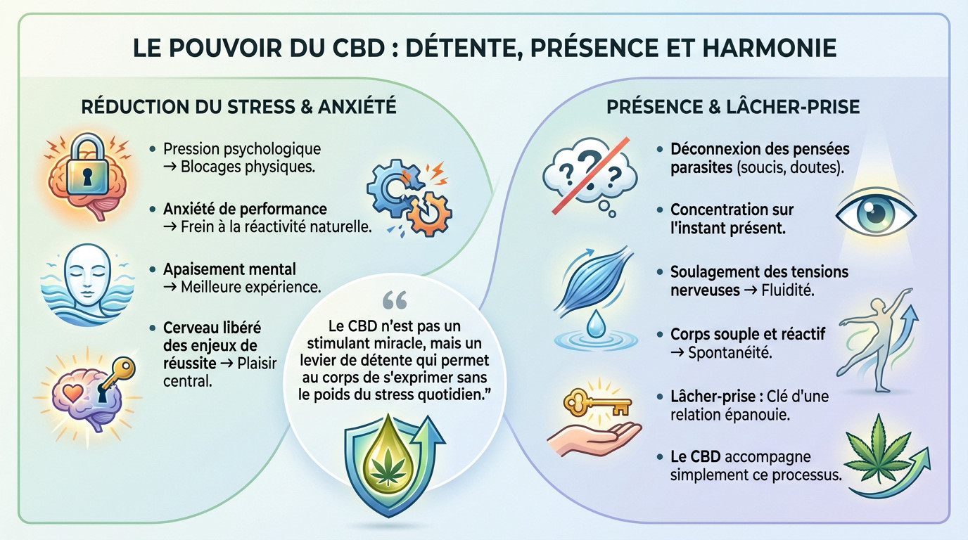 Couple serein illustrant l'harmonie et la détente grâce au CBD