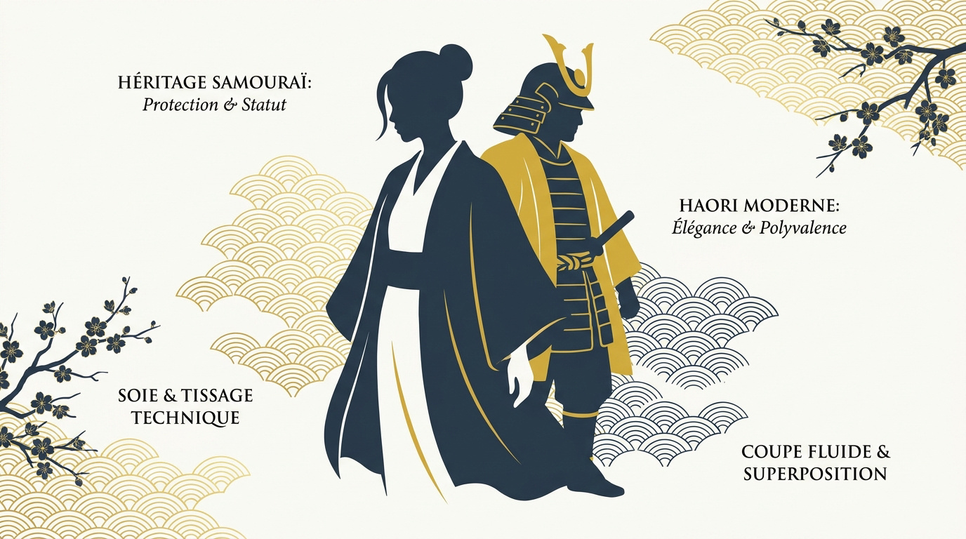 Évolution historique du haori japonais de l'époque des samouraïs à la mode féminine moderne