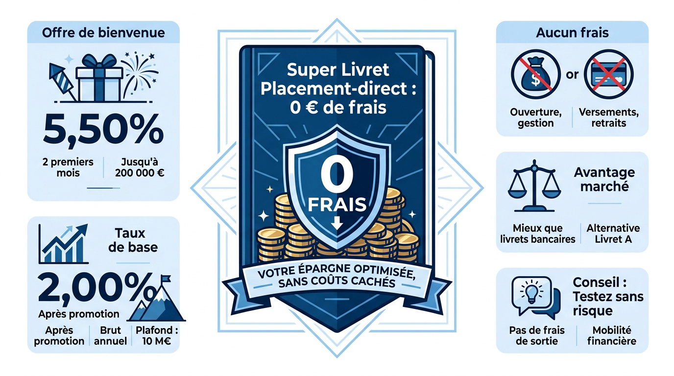 Graphique des taux et frais du Super Livret Placement-direct