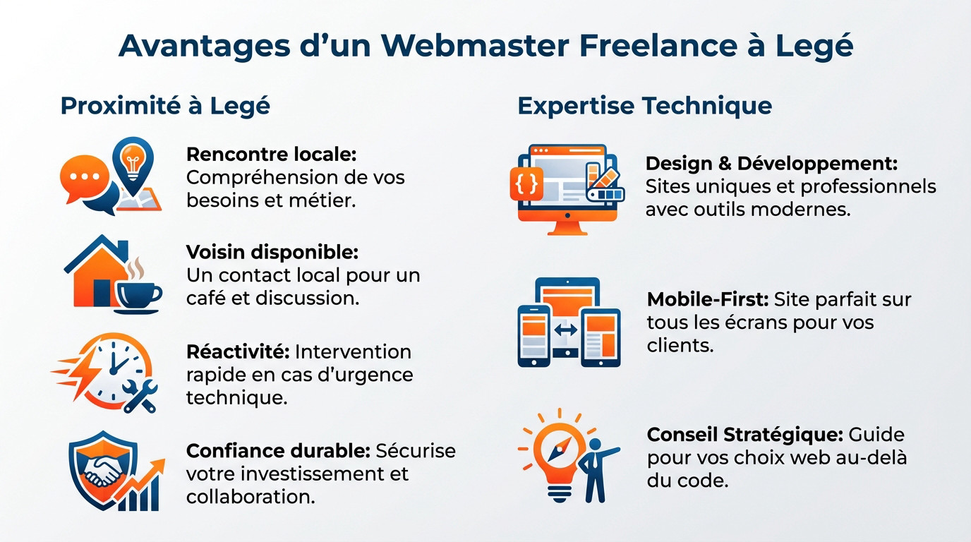 Avantages d'un webmaster freelance à Legé pour votre entreprise locale
