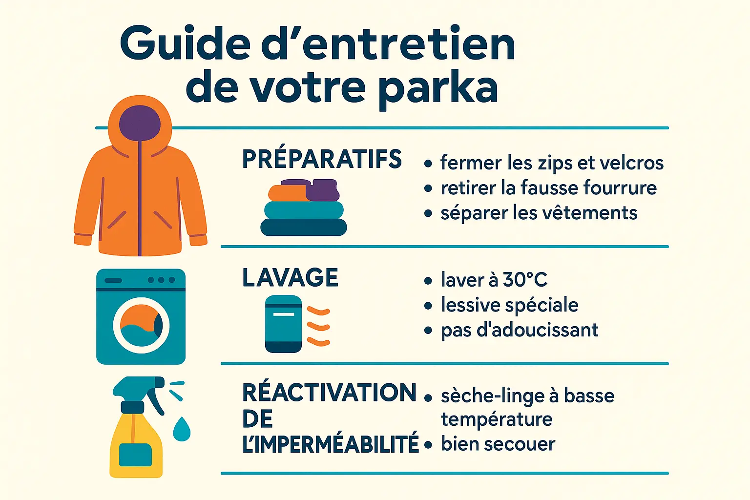 Illustration d'une <strong>parka en cours de séchage</strong> sur un étendoir avec des balles de tennis