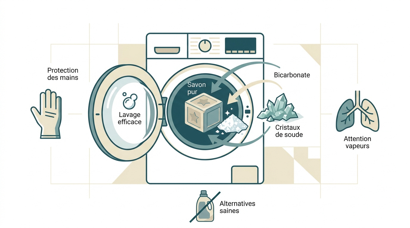 Ingrédients naturels pour lessive maison et précautions