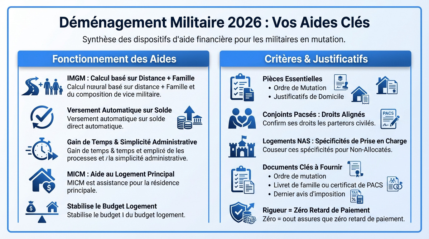 Déménagement militaire 2026 : aides financières IMGM et MICM pour votre mutation