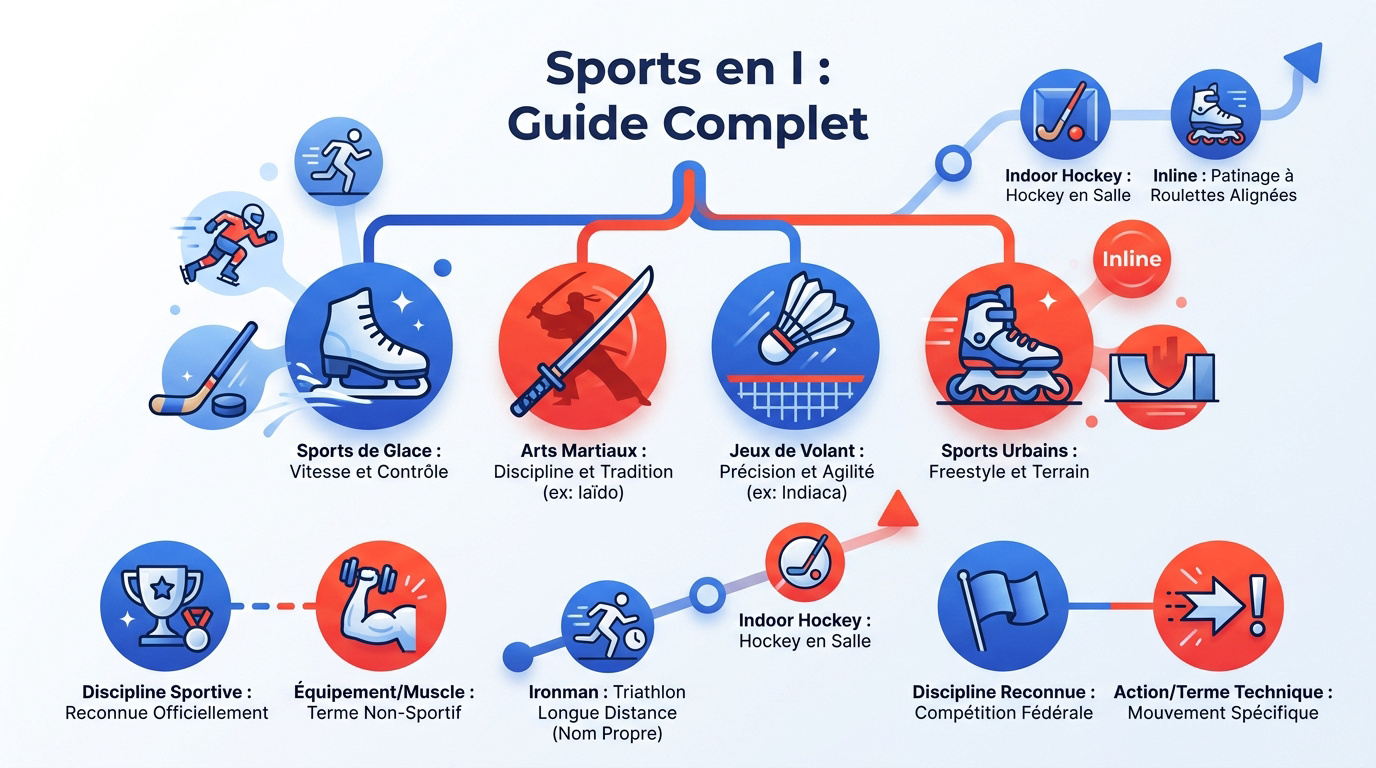 Sélection de sports commençant par la lettre I incluant le hockey et les arts martiaux