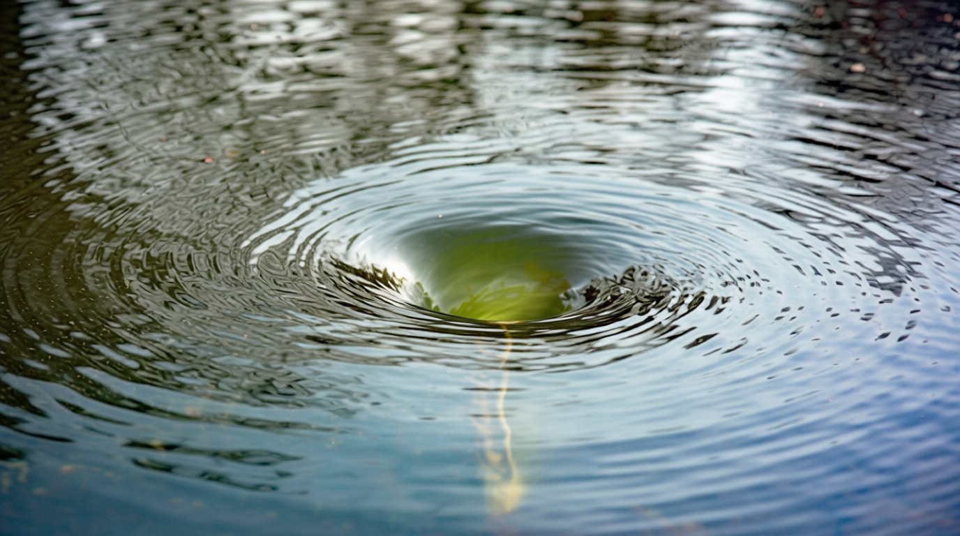 Vortex d'eau avec ondes concentriques