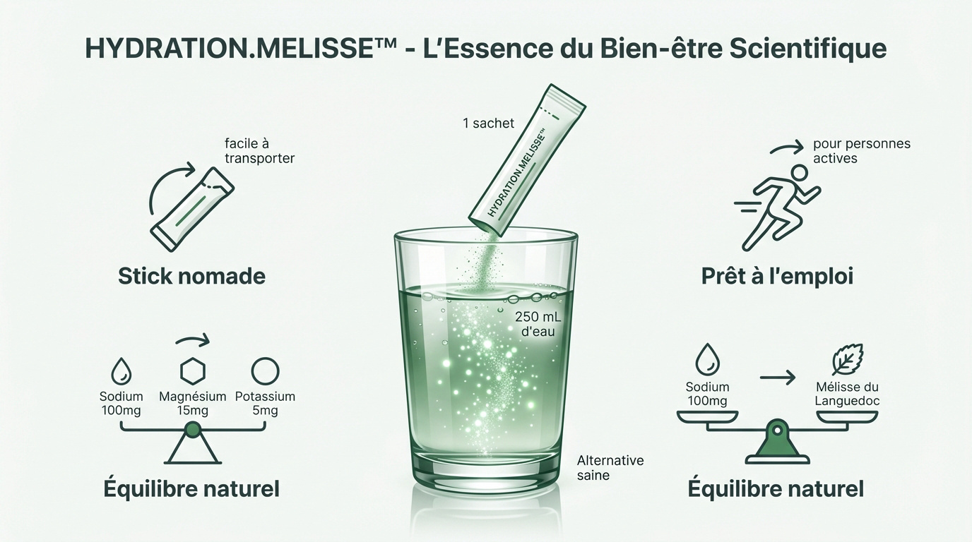 Stick de complément alimentaire HYDRATION.MELISSE pour une hydratation cellulaire optimale