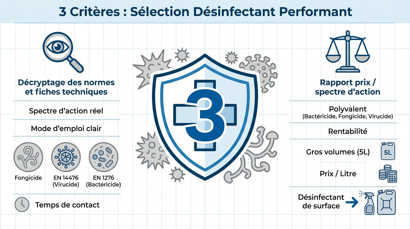 S&eacute;lection d'un produit d&eacute;sinfectant professionnel selon les normes de s&eacute;curit&eacute;