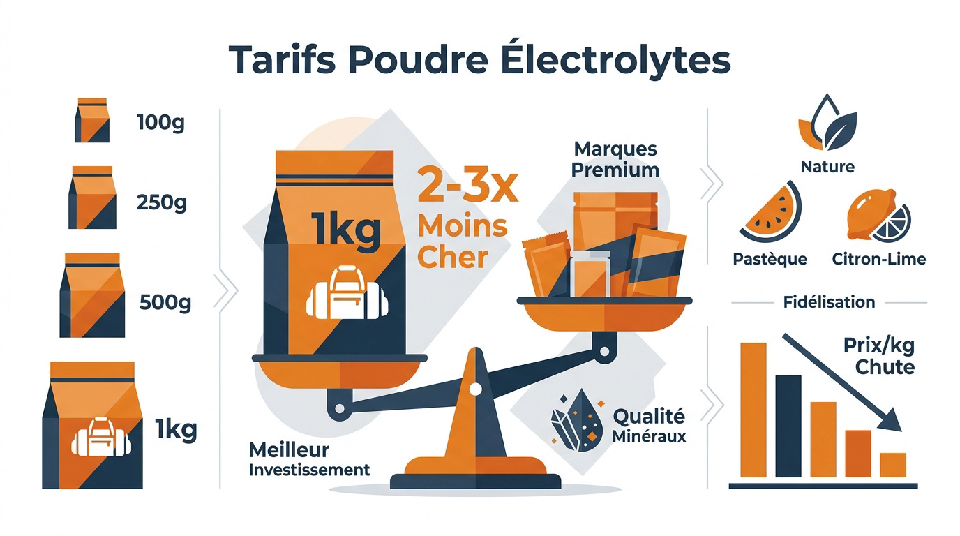 Comparatif des tarifs de la poudre d'électrolytes Bulk selon le format