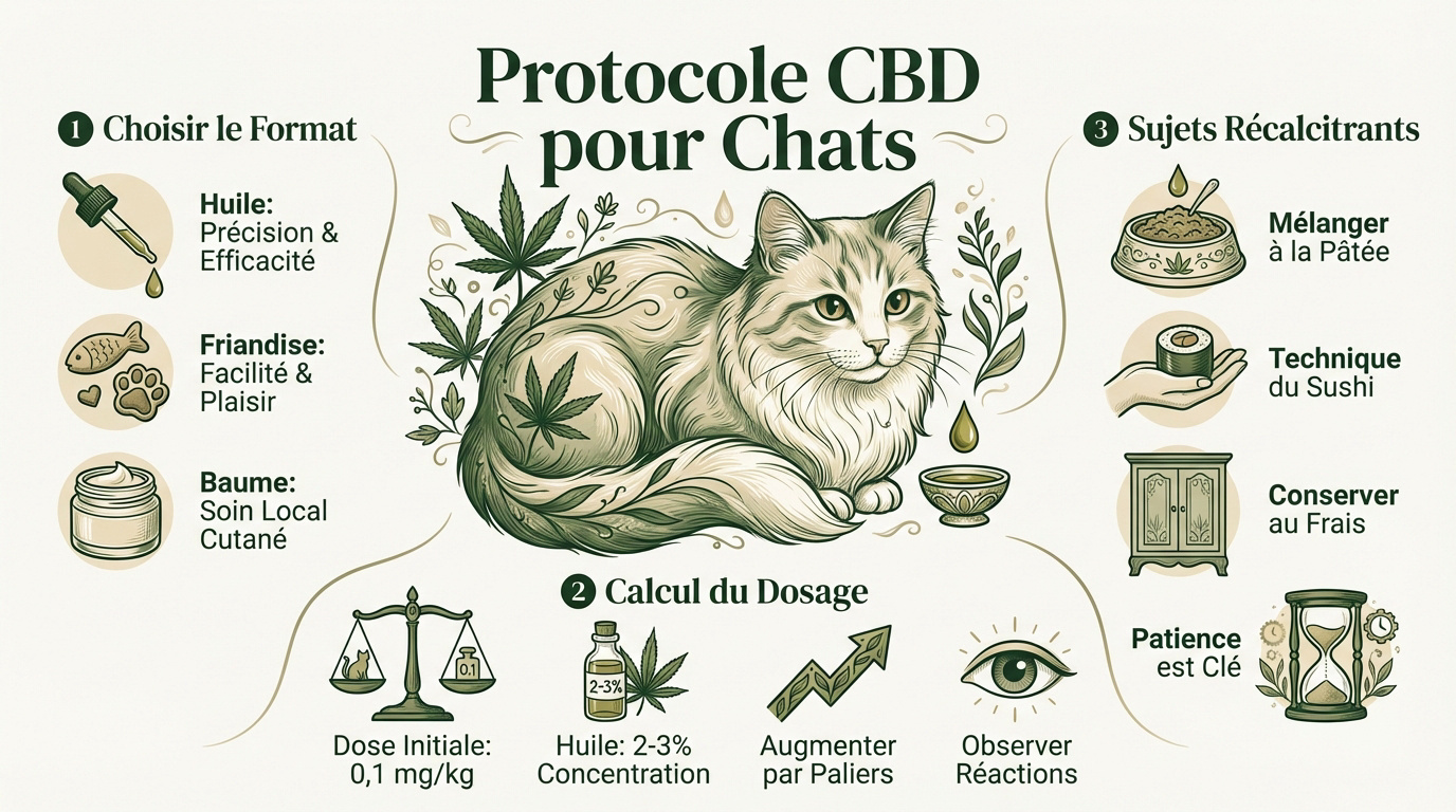 Protocole d'administration et dosage du CBD pour chat