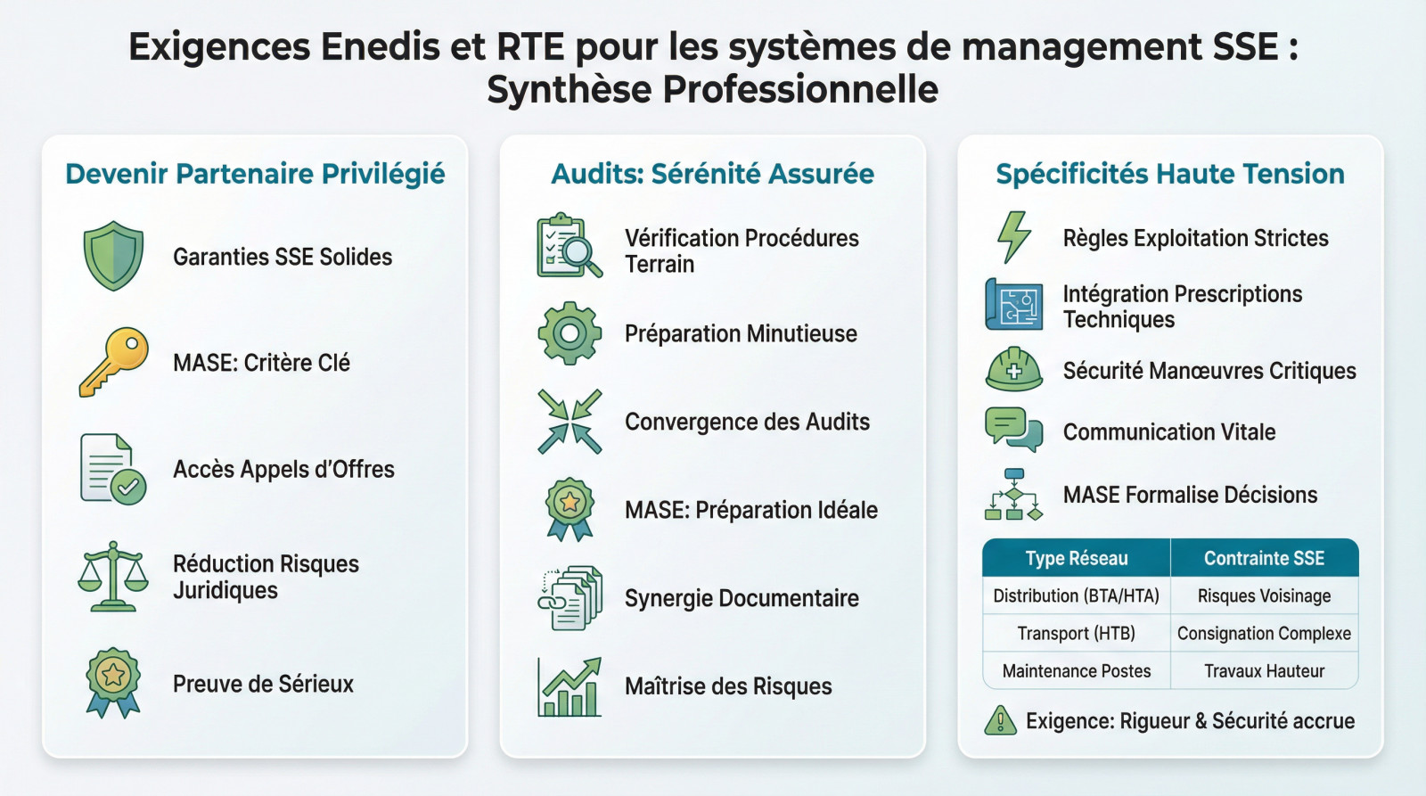 Exigences Enedis et RTE pour le système de management SSE et certification MASE
