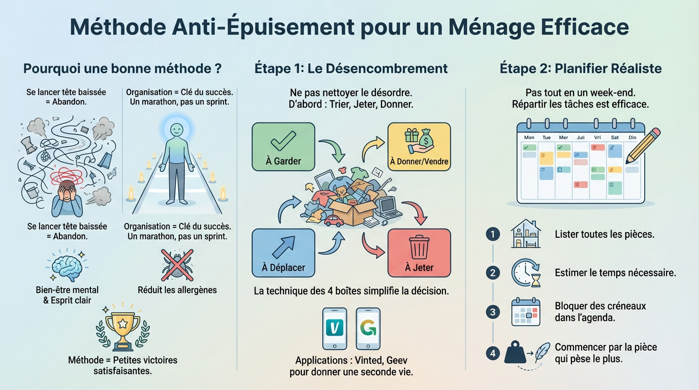 Méthode d'organisation pour un nettoyage de printemps efficace et sans stress
