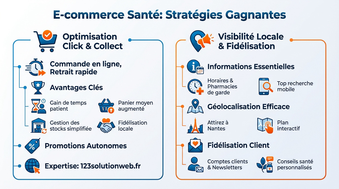 Stratégie digitale pharmacie Nantes : click and collect et fidélisation patientèle
