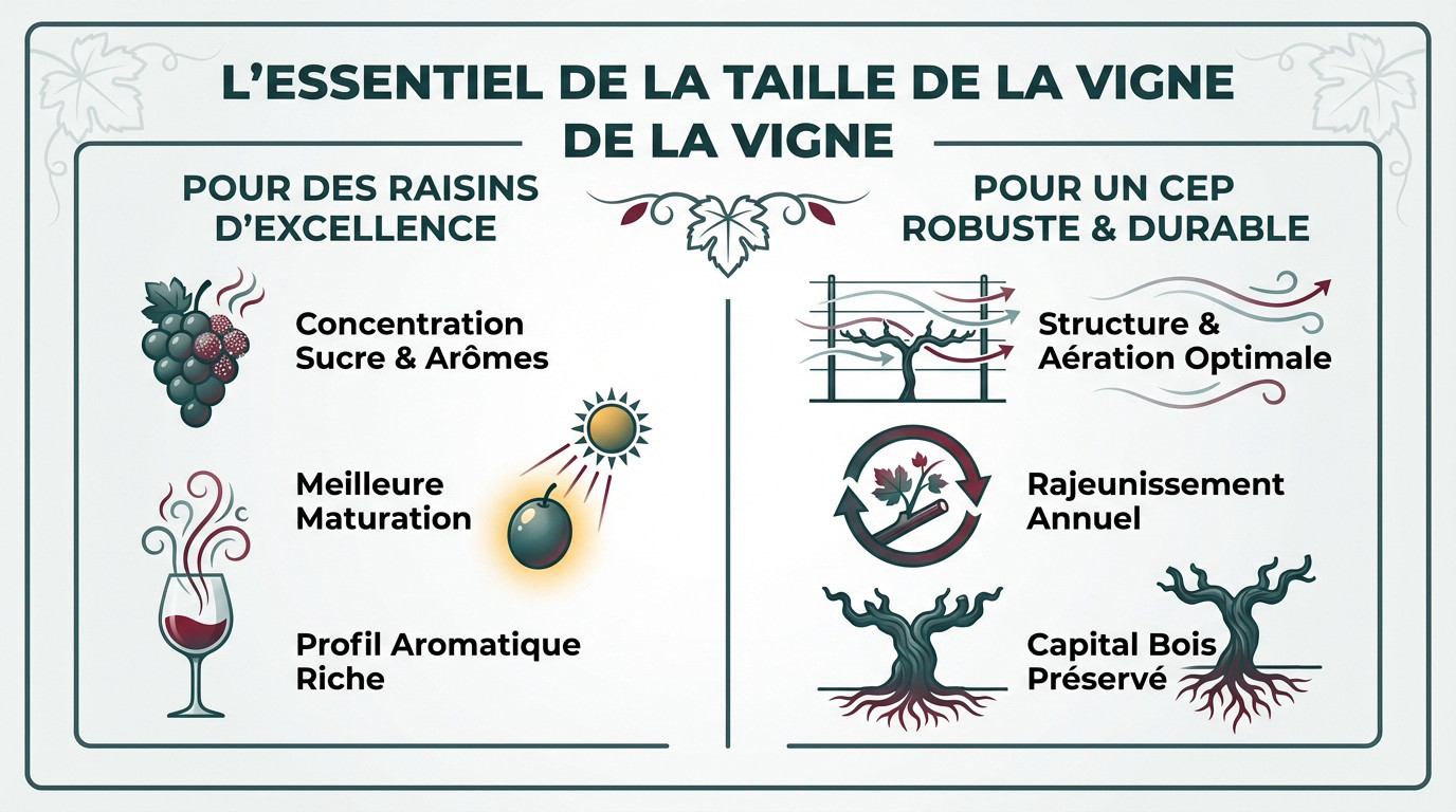 Viticulteur effectuant la taille de la vigne en hiver pour garantir la qualité du raisin