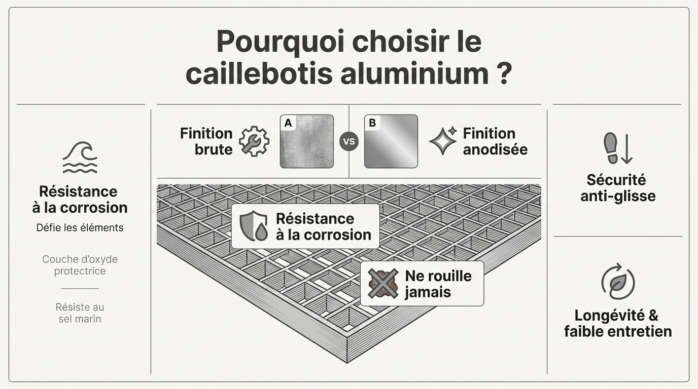 Caillebotis alu résistant et sécurisé