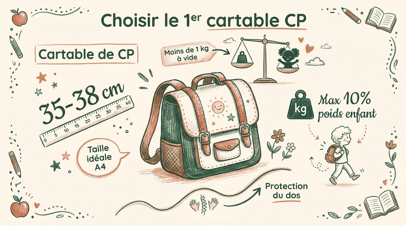 Guide illustré pour choisir les dimensions et le poids du premier cartable CP