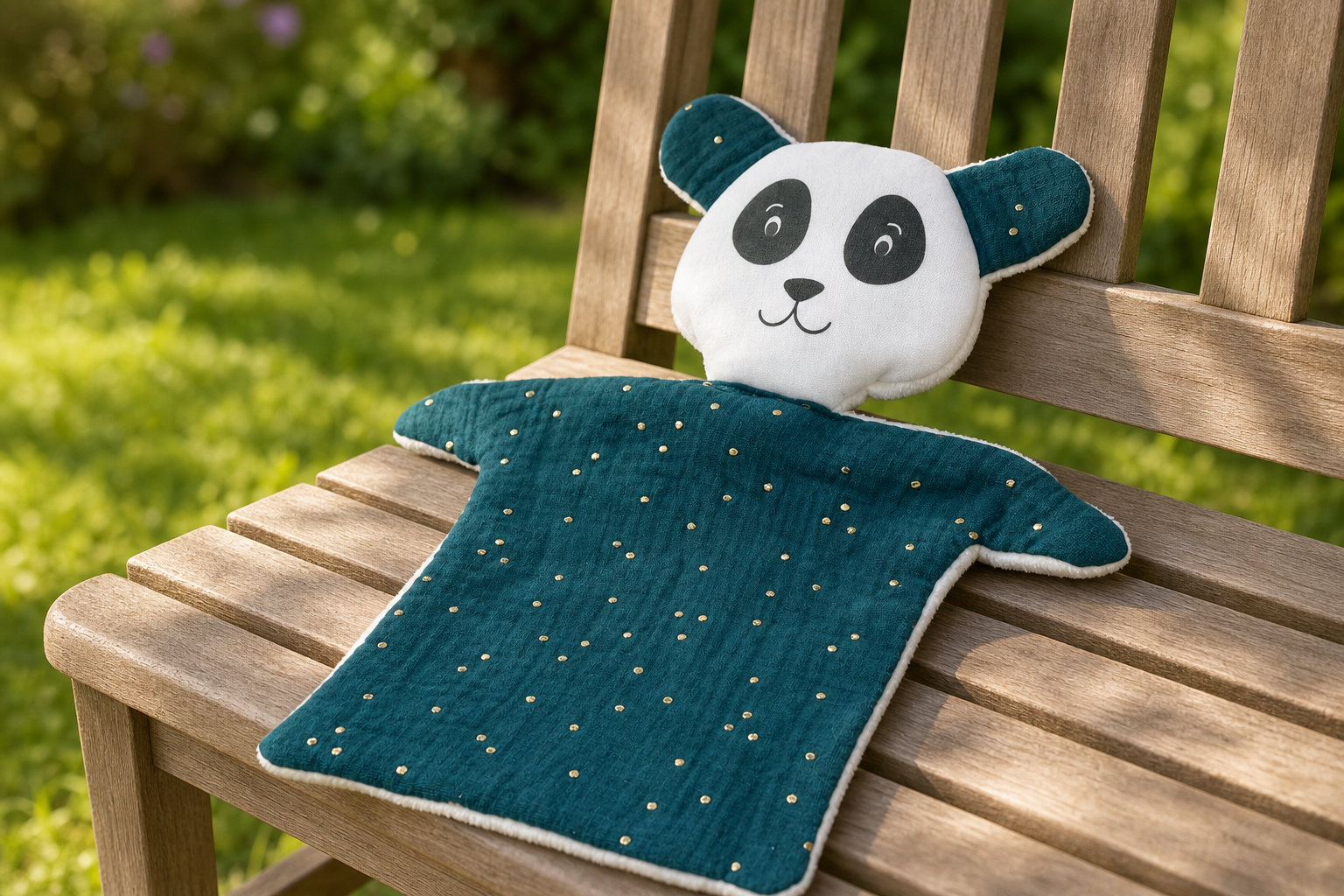 Doudou plat panda gris : sobriété et tendresse au quotidien