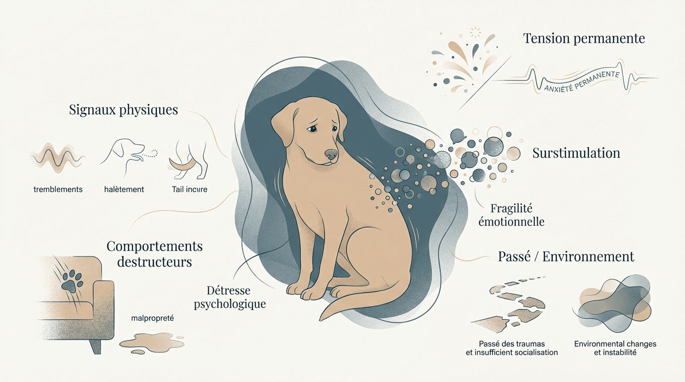 Chien anxieux stressé