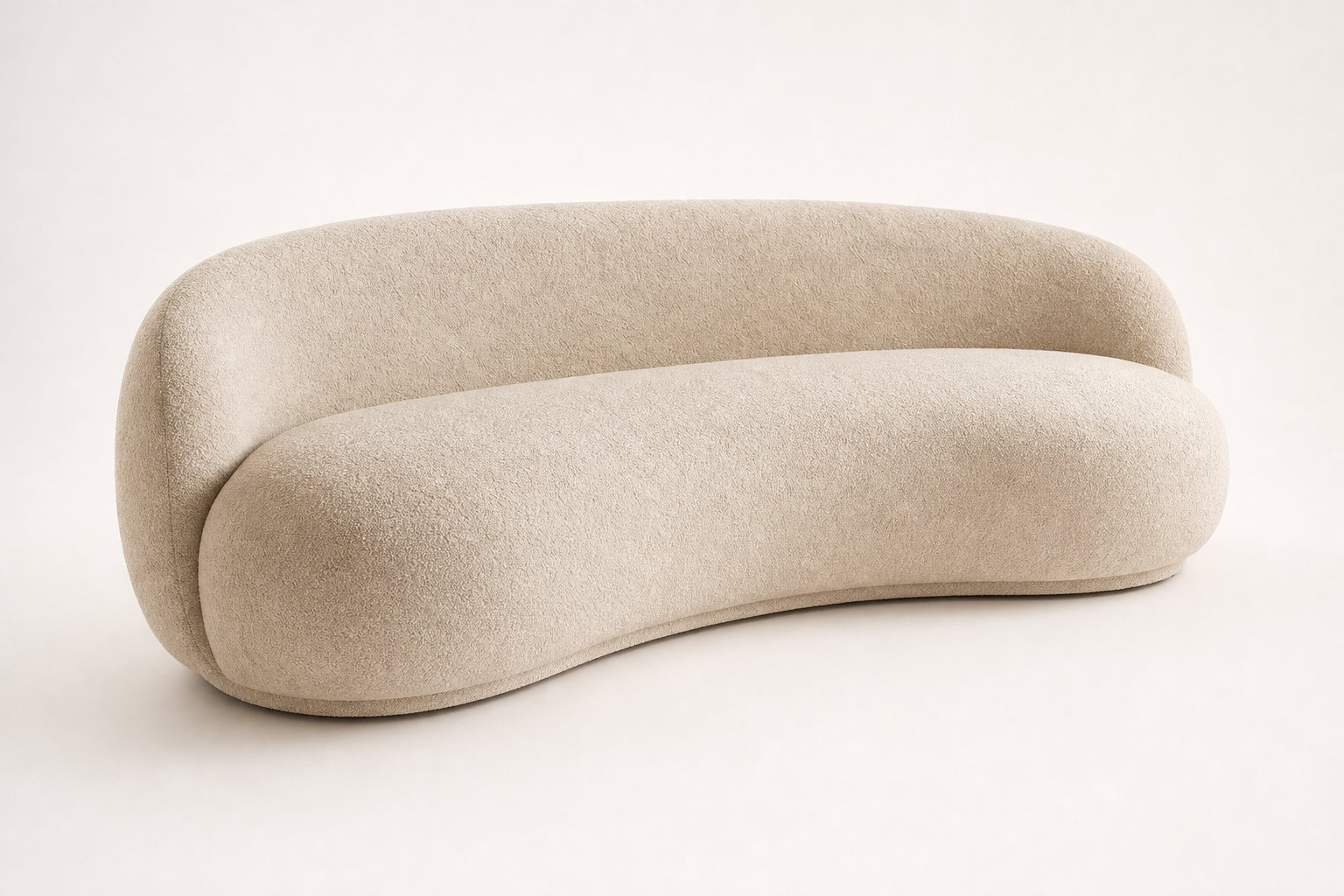 Canapé incurvé design 3 places en tissu chenille beige - MARLO