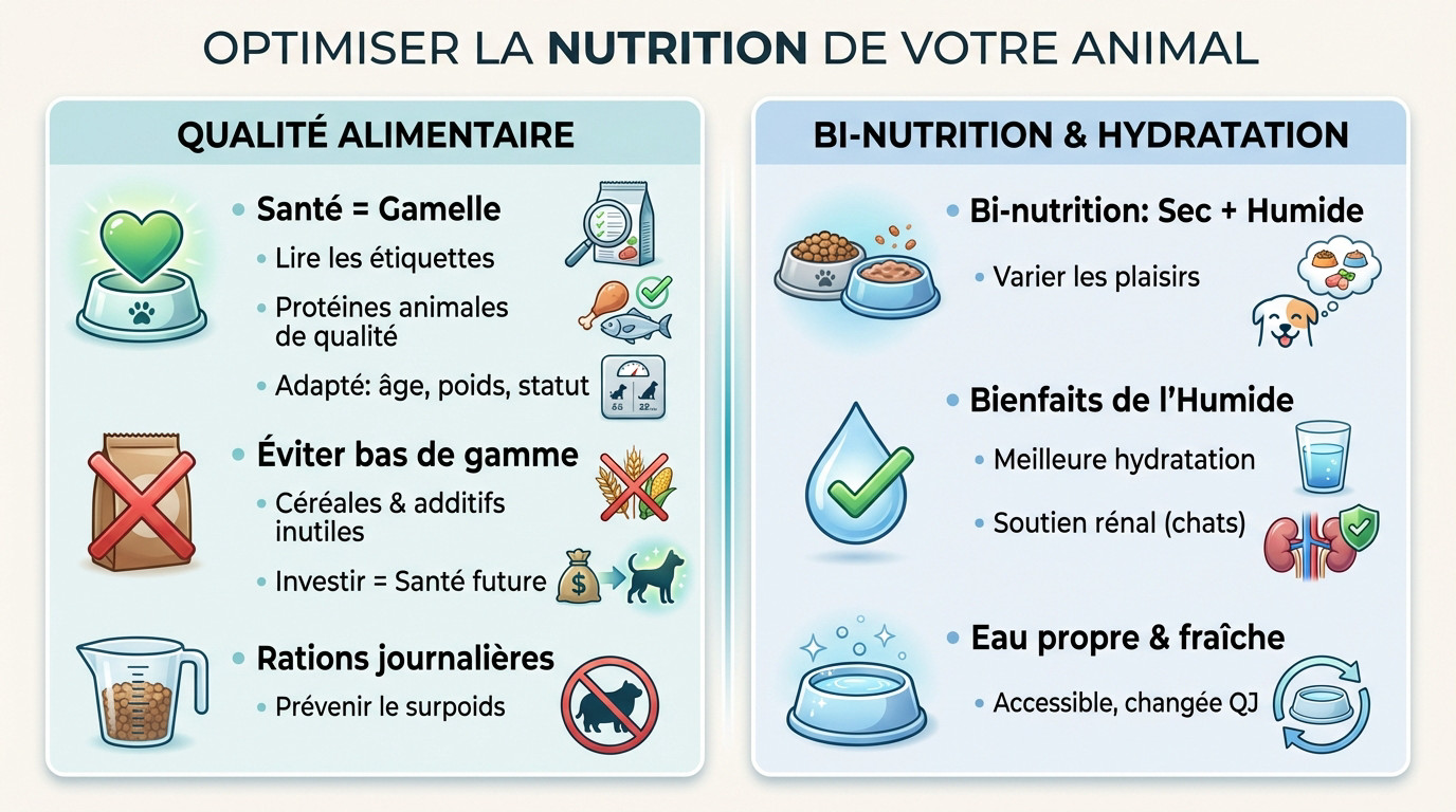 Chien mangeant dans une gamelle remplie d'une alimentation de qualité riche en protéines