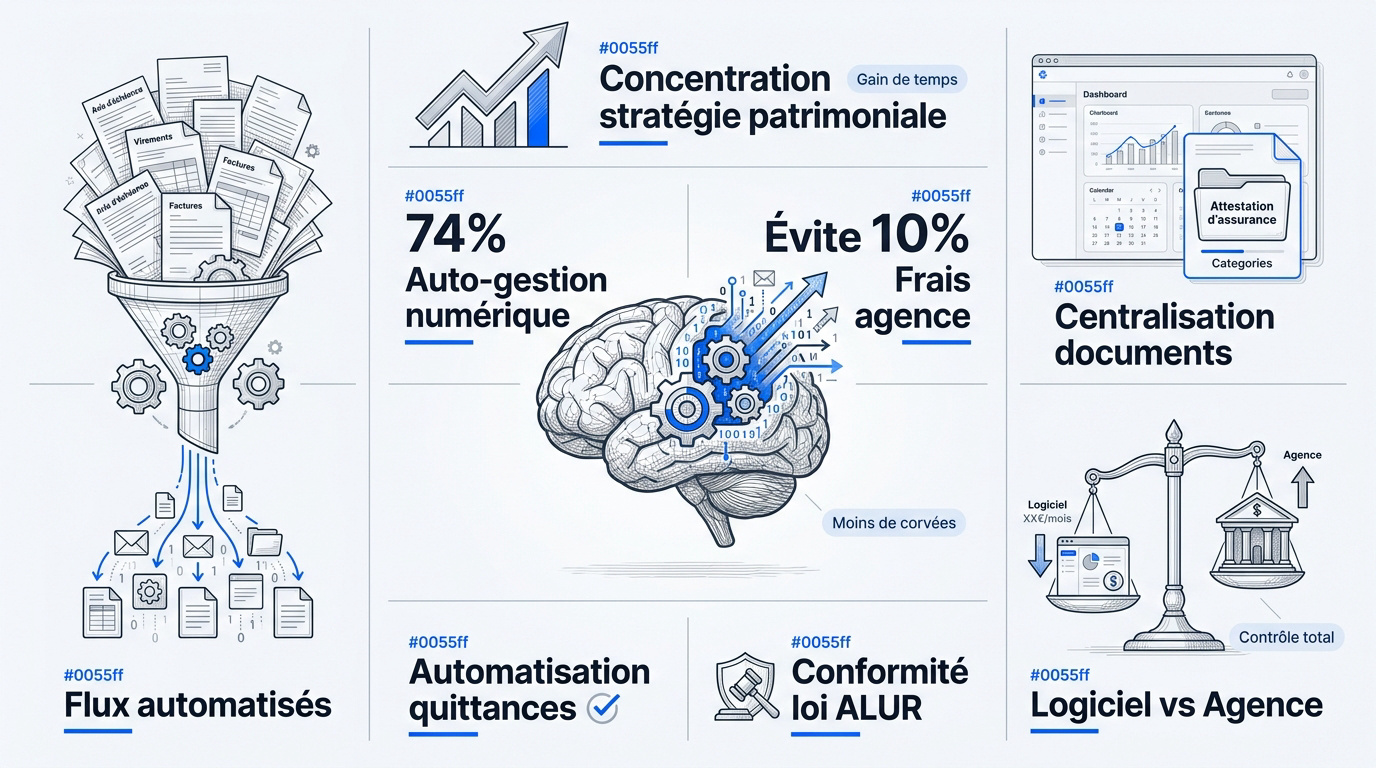 Interface logicielle automatisant la gestion locative pour réduire la charge mentale du propriétaire