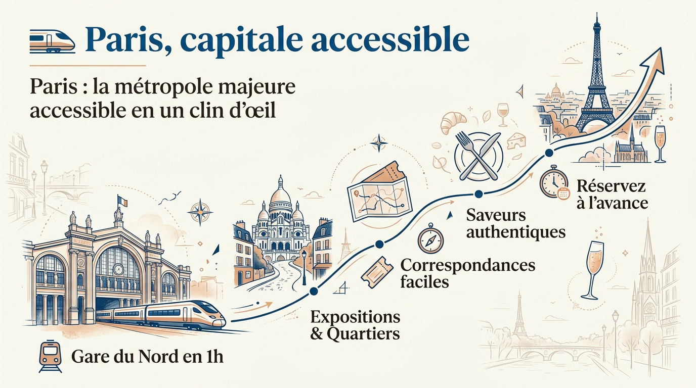 Vue panoramique de Paris accessible en train depuis Amiens