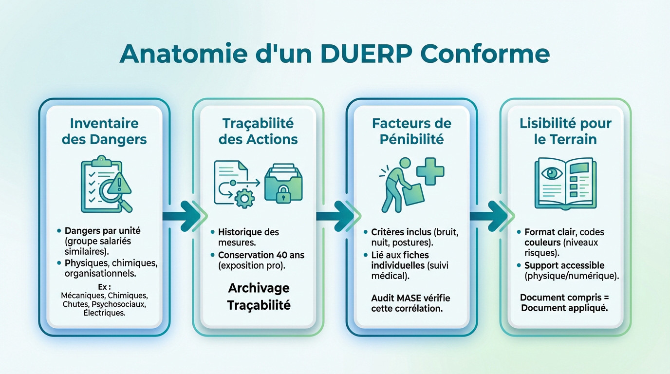 Structure détaillée d'un Document Unique conforme aux exigences MASE et réglementaires