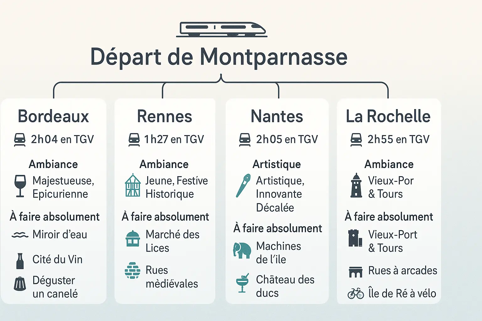 Carte des destinations depuis Montparnasse
