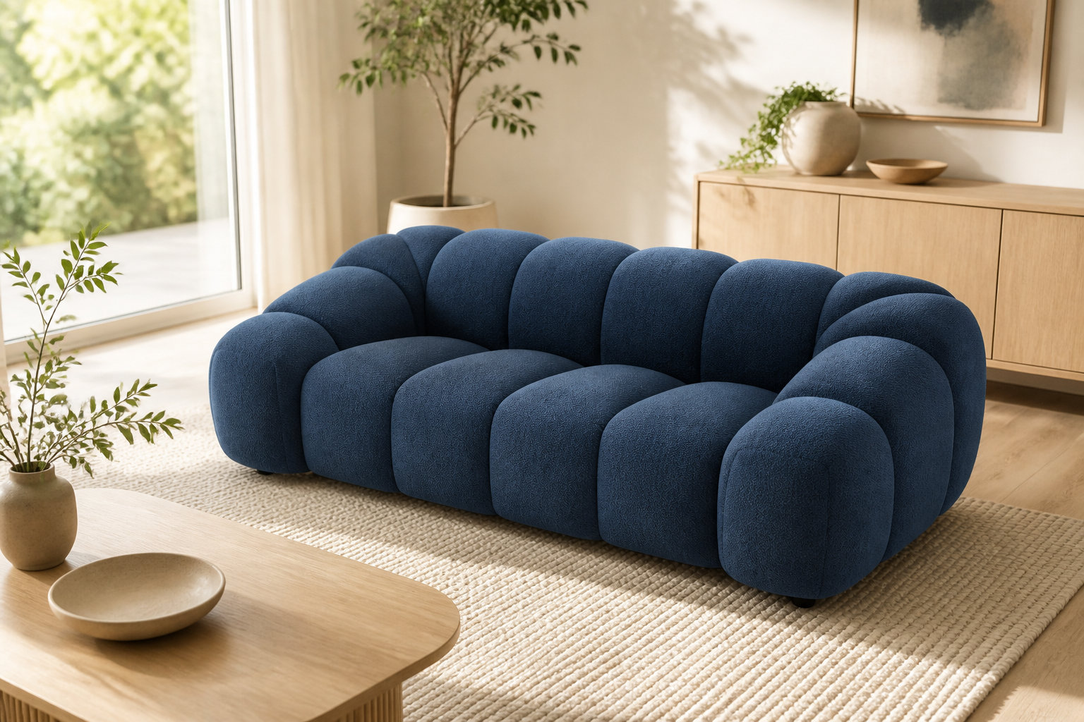Canapé nuage AVA en velours texturé bleu marine