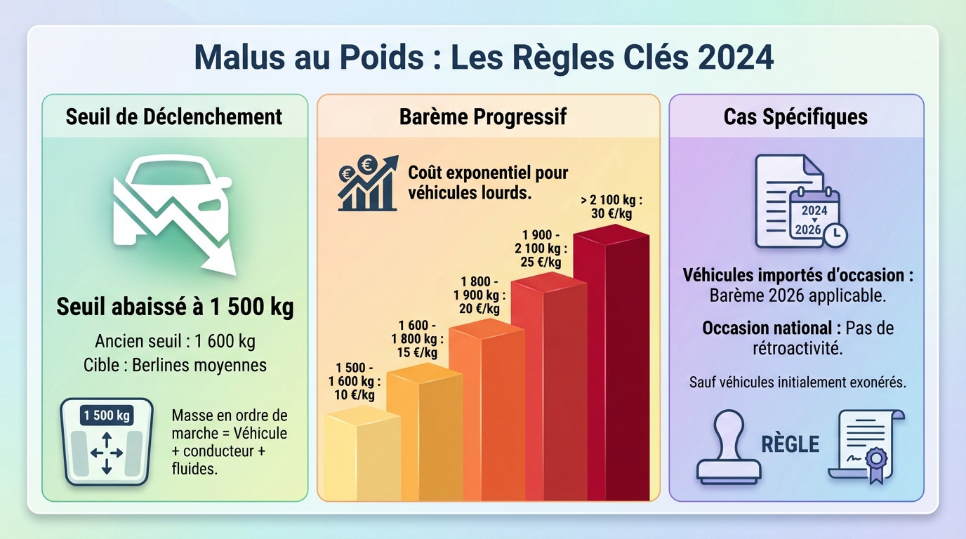 Barème et seuils du malus au poids pour les véhicules de tourisme