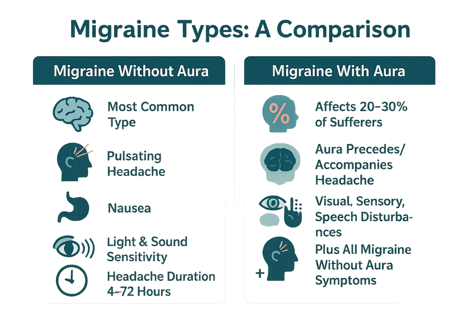 Migraine types comparison chart