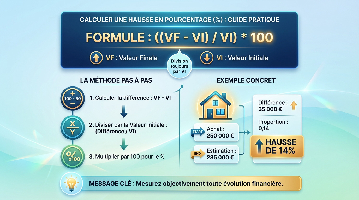 Illustration d'un calcul de pourcentage d'augmentation sur un graphique financier