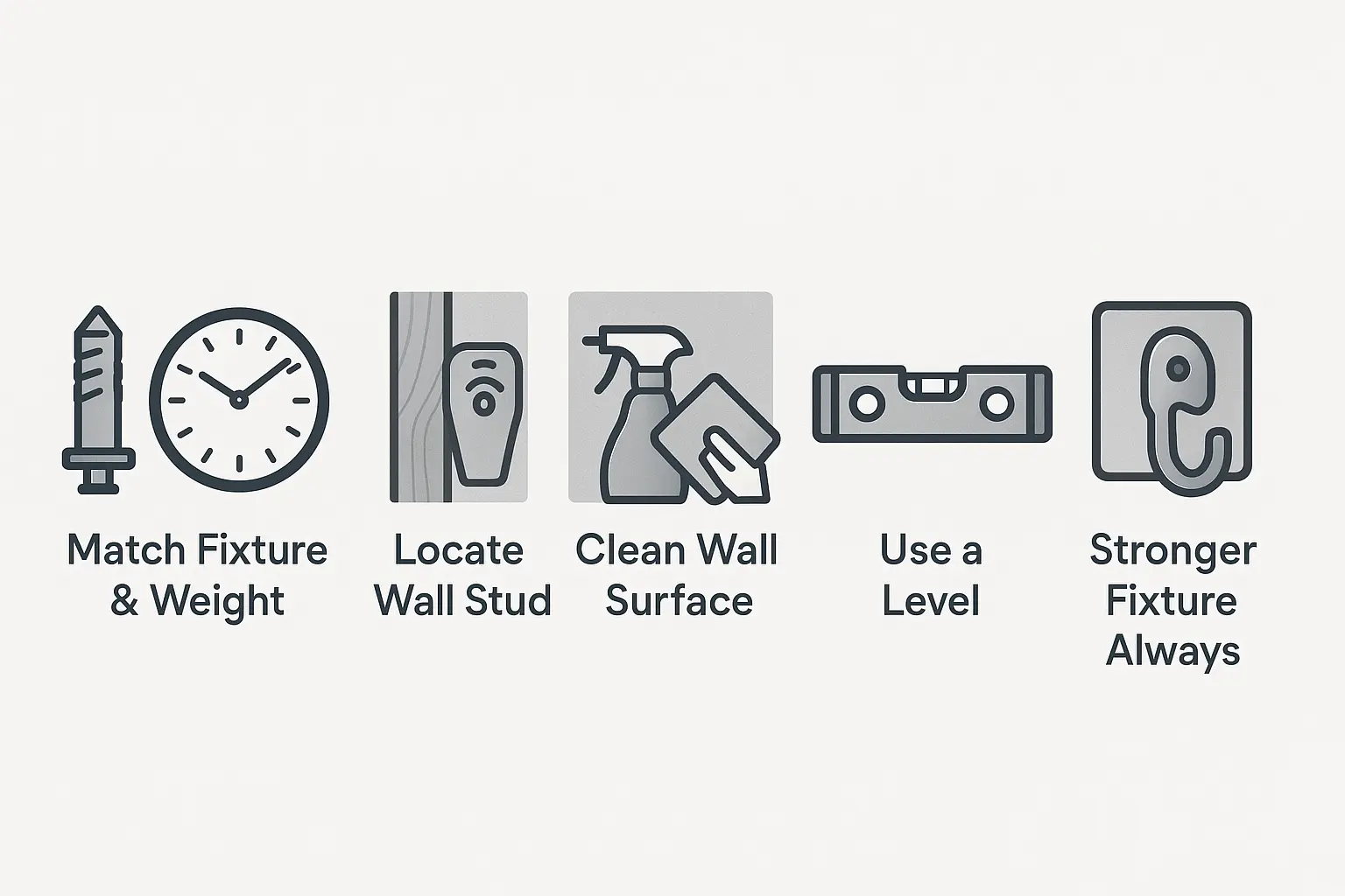 Step-by-step clock hanging guide illustration