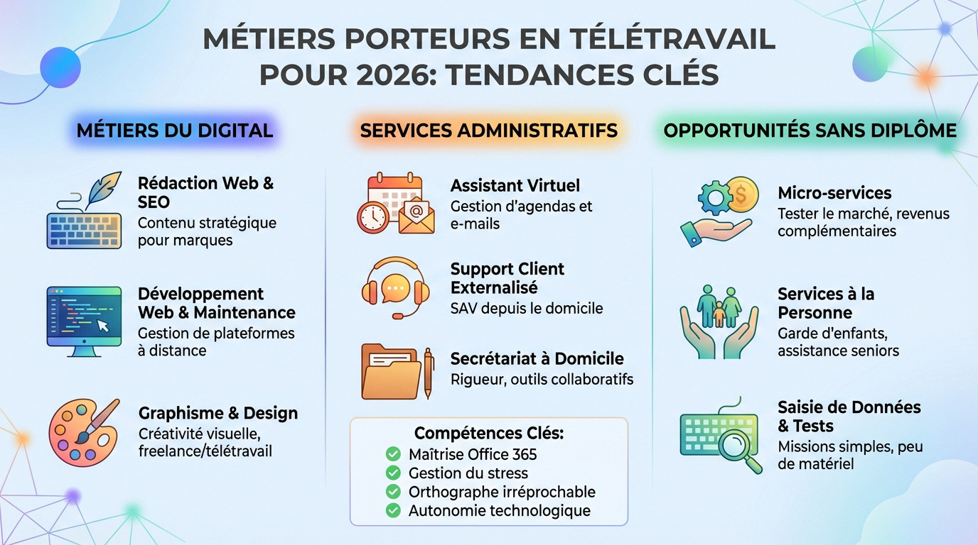 Panorama des métiers en plein essor pour travailler de chez soi en 2026