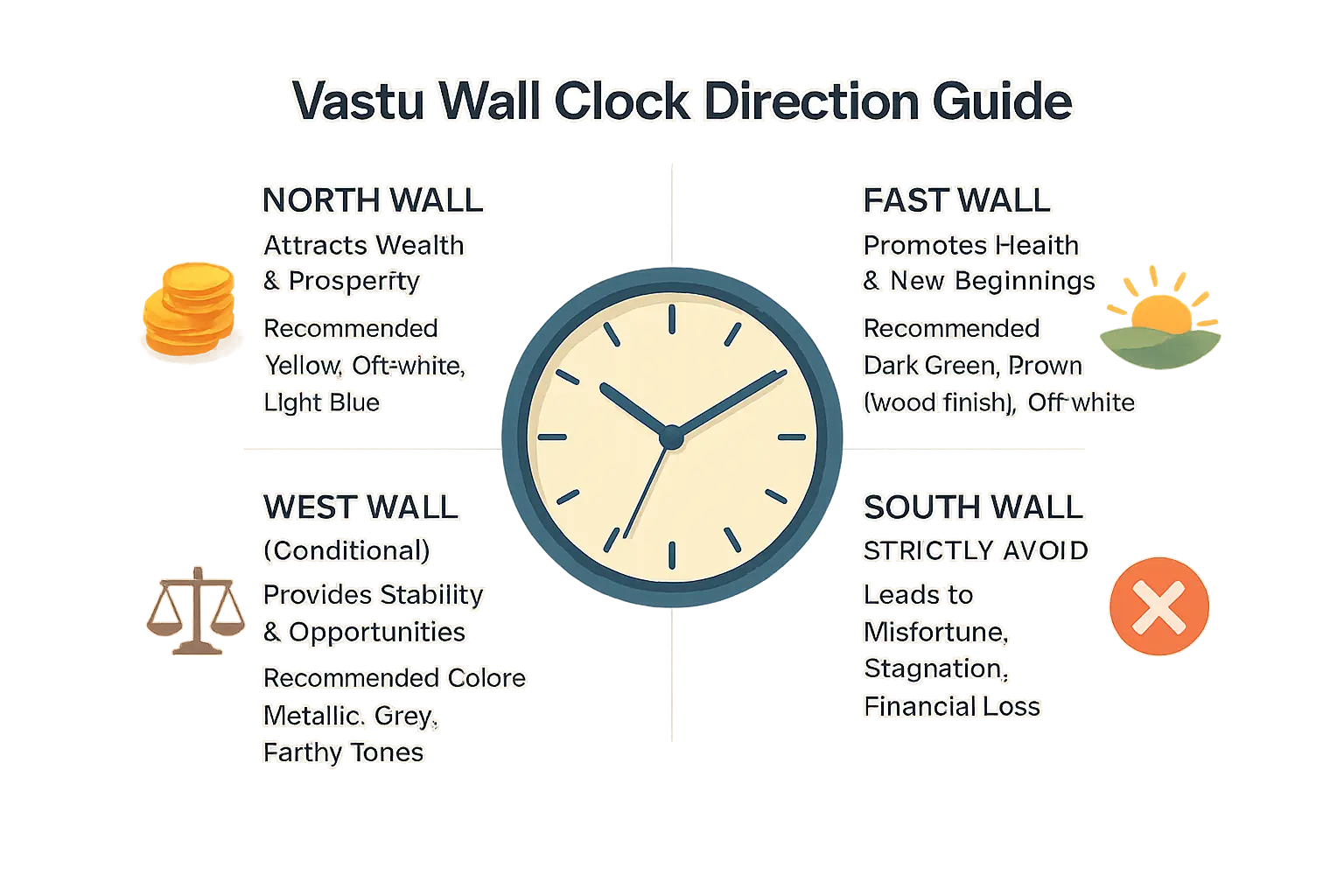 <strong>Vastu Wall Clock Direction Guide</strong>
