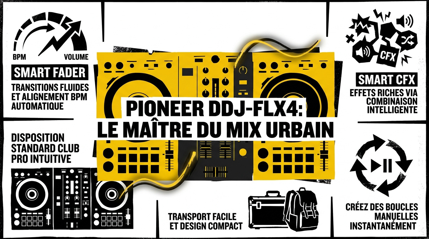 Contrôleur Pioneer DJ DDJ-FLX4 pour mixage intermédiaire