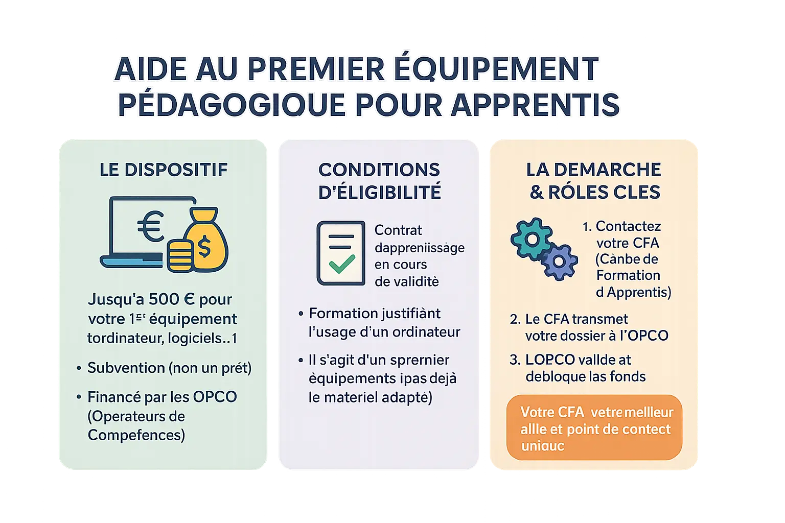 Illustration d'un ordinateur portable avec des icônes d'aides financières