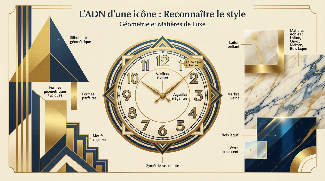 Pendule Art Deco Argenté Métal