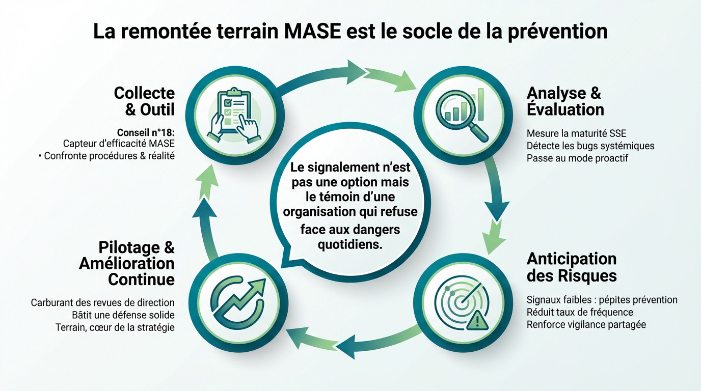 Opérateur effectuant une remontée terrain pour la prévention MASE
