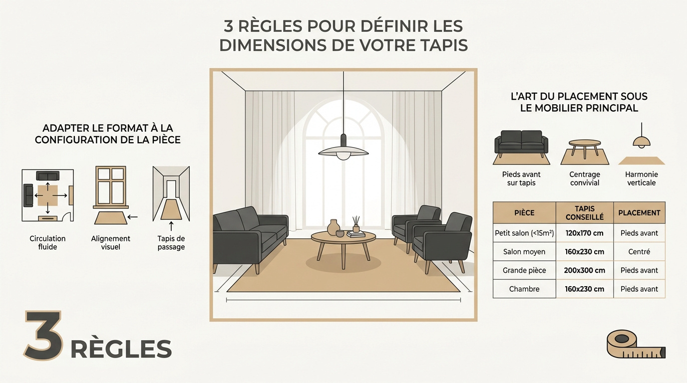 Conseils pour choisir la taille idéale d'un tapis dans un salon style japandi