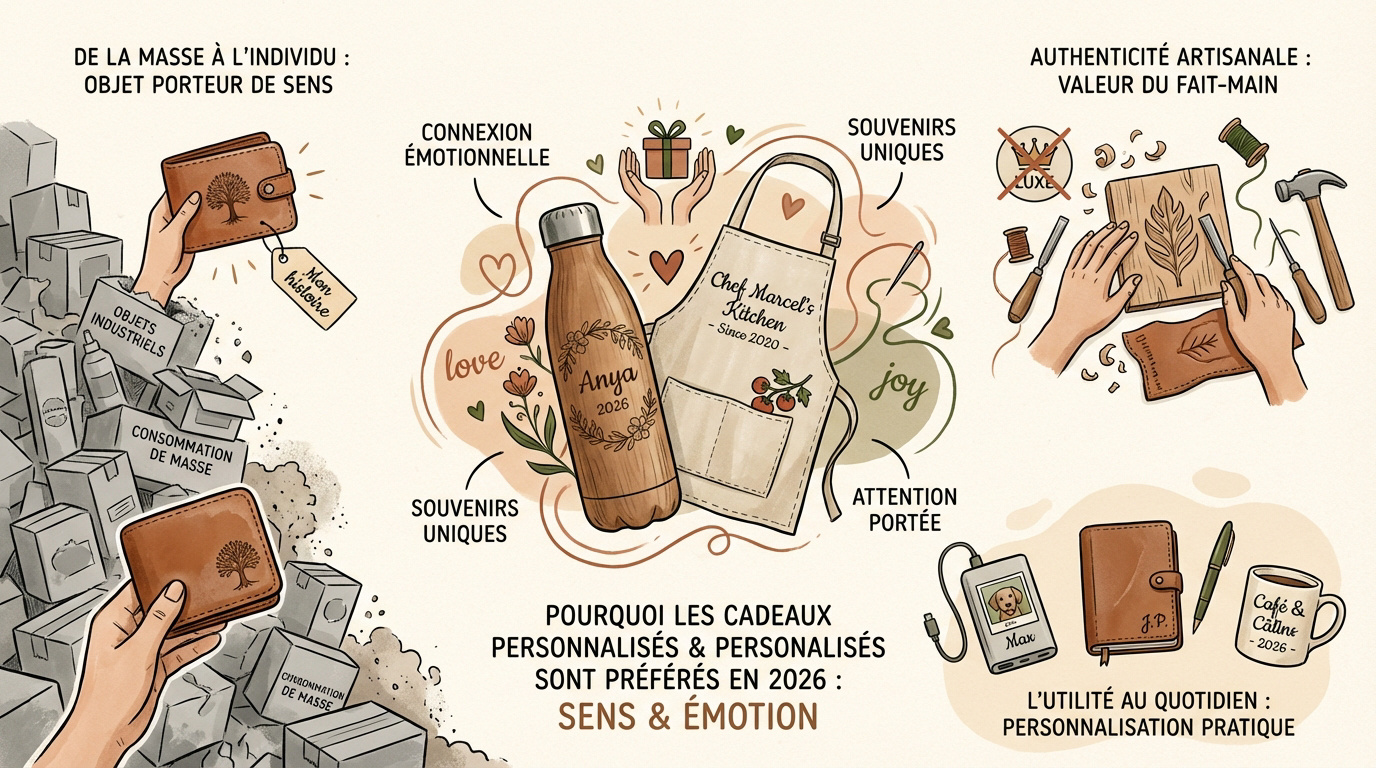 Cadeaux personnalisés artisanaux et émotions pour 2026