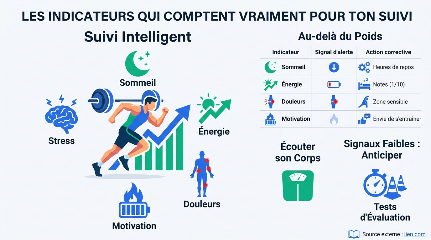 Graphique des indicateurs clés pour le suivi de la performance sportive et de la fatigue