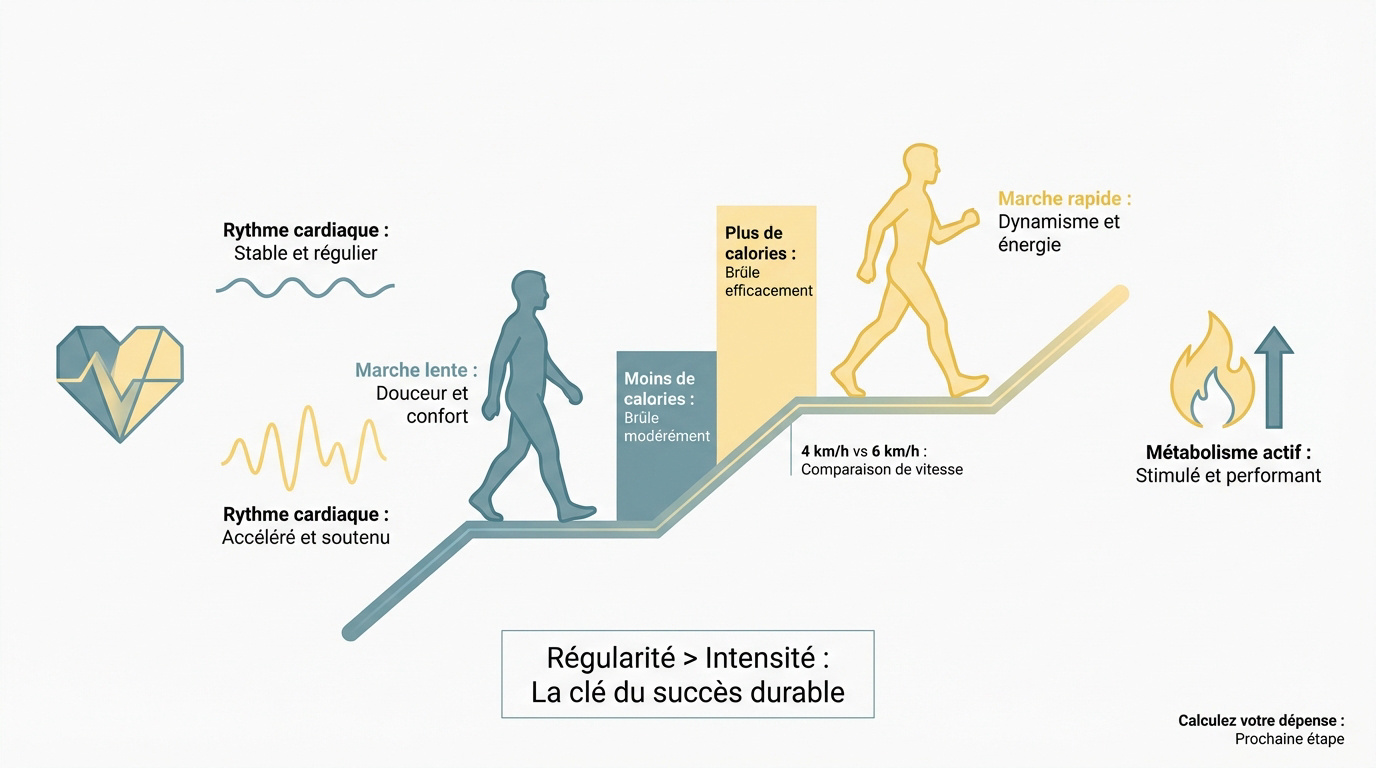 Comparaison de la dépense calorique entre marche lente et marche rapide pour la perte de poids