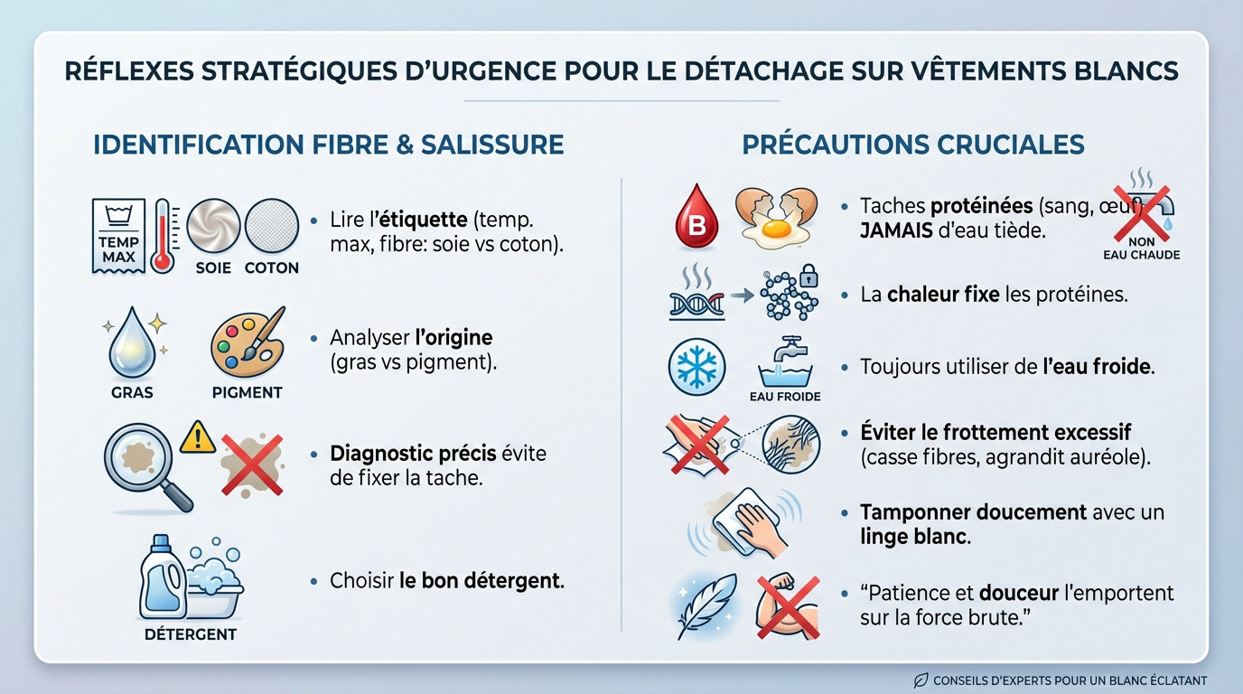 Femme appliquant une m&eacute;thode de d&eacute;tachage d'urgence sur une chemise blanche