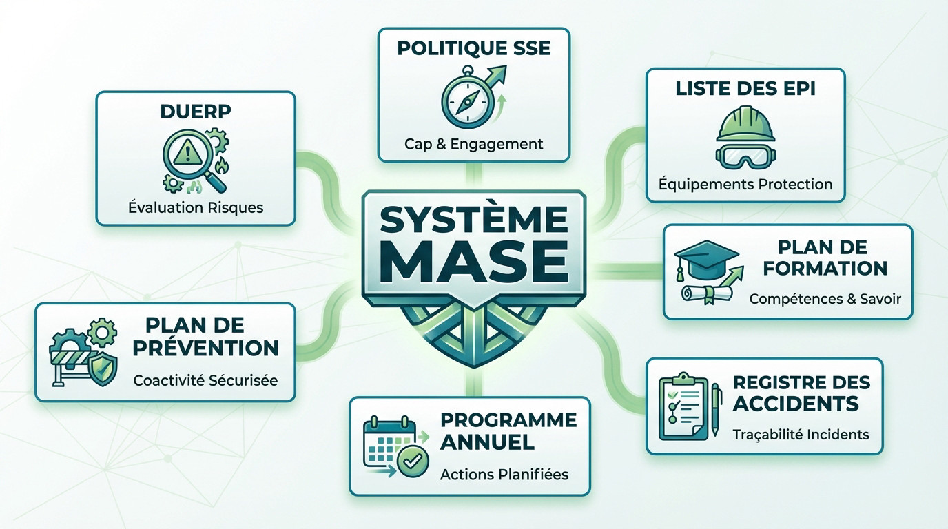 Infographie présentant les 7 documents fondamentaux pour la certification MASE