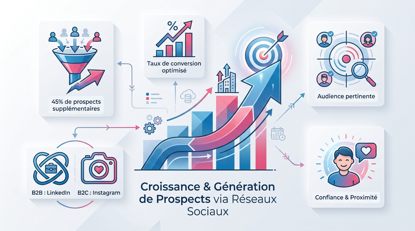 Graphique montrant la croissance des prospects via les réseaux sociaux