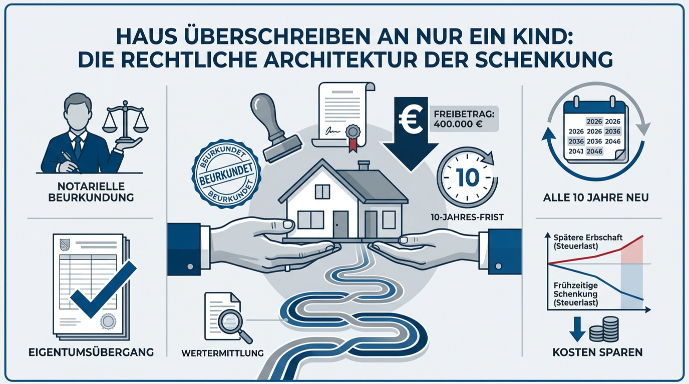 Notarielle Beurkundung einer Hausübertragung an ein Kind