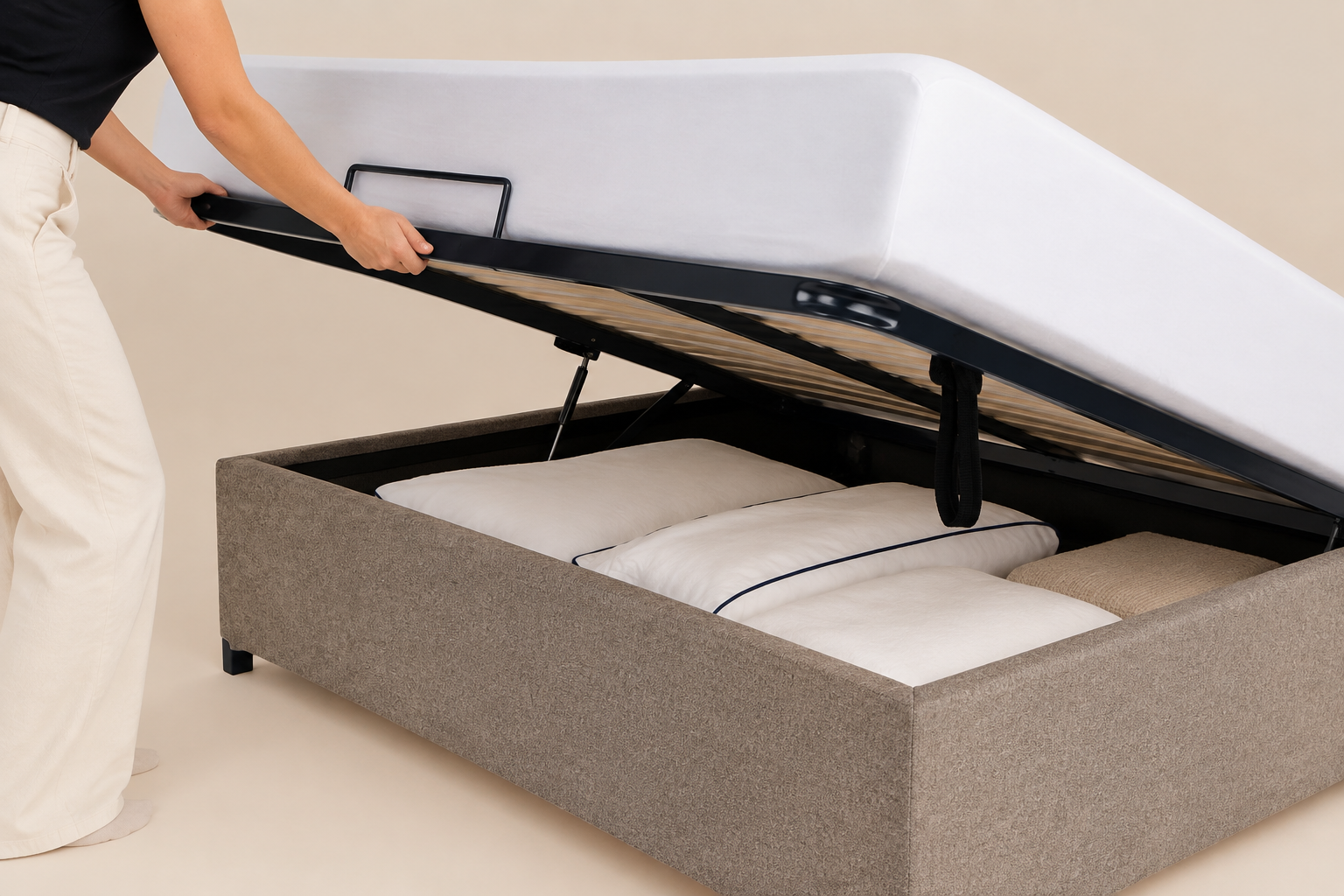 Lit coffre Tediber en 140x190 avec sommier relevé