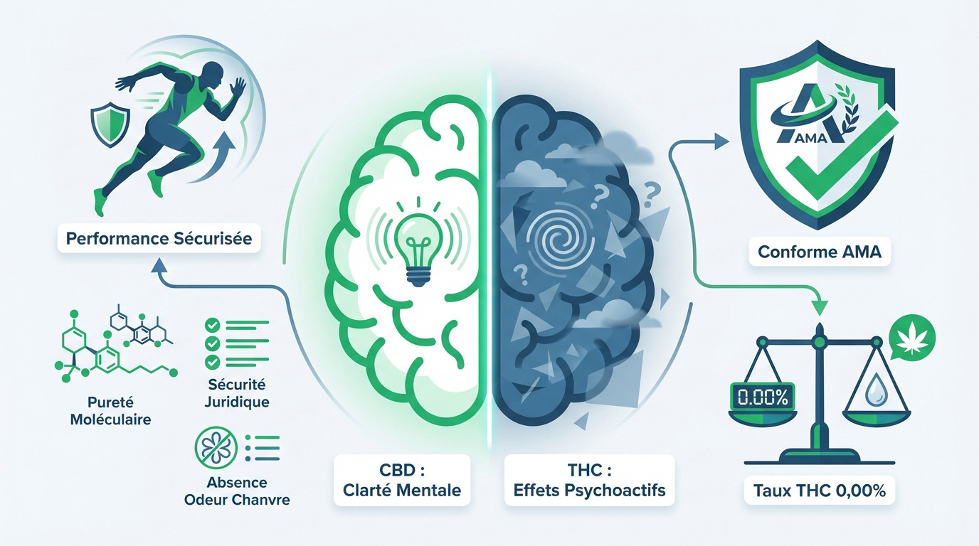 Comparaison entre les molécules de CBD et de THC pour la performance des athlètes